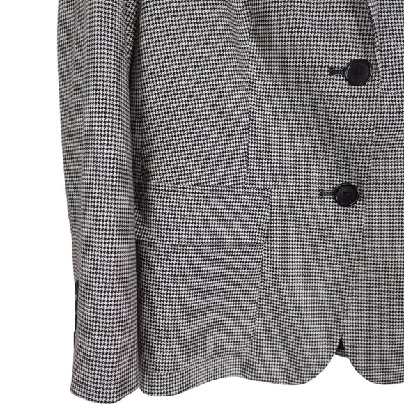 Lauren Ralph Lauren‎ Womens Houndstooth Blazer Jacket Black White 2-Button sz 10 - Picture 5 of 16